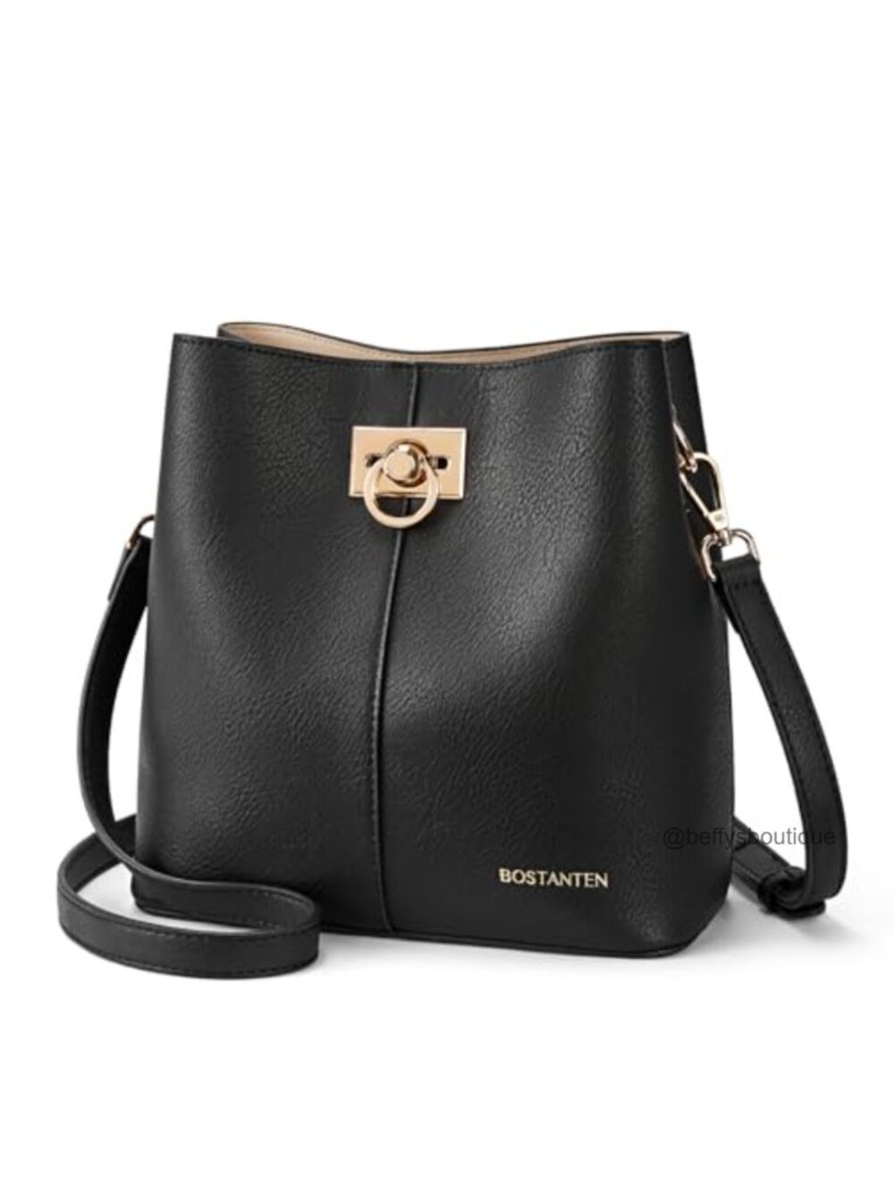 Vegan Leather Crossbody Bucket Bag Multi-Pocket Shoulder Purse Adjustable Strap